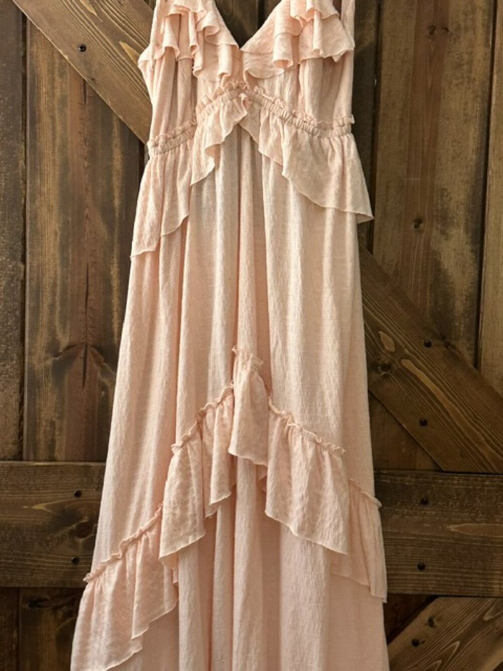 Free People Beach | Santa Luz Maxi Dress Ruffle Halter Open Back Pink XL - Picture 8 of 14